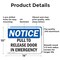 Signmission Pull To Release Door In Emergency, 14 in W x Rectangle, Aluminum OS-2PACK-NS-A-1014-L-17914 - alternate 8